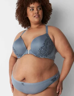 Thong Panties^Lane Bryant No-Show Wide-Side Thong With Lace Trim Flint Stone