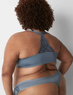 Thong Panties^Lane Bryant No-Show Wide-Side Thong With Lace Trim Flint Stone