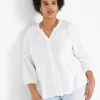 Knit Tops^Lane Bryant Notch-Neck Button-Front Top White