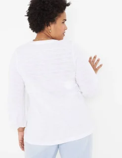 Knit Tops^Lane Bryant Notch-Neck Button-Front Top White