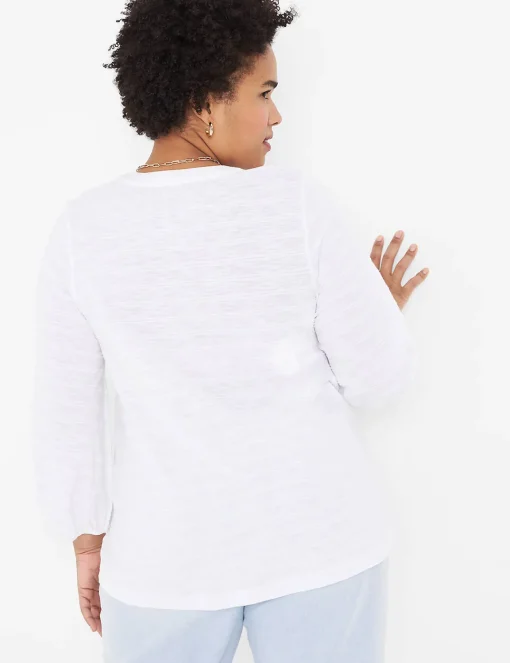 Knit Tops^Lane Bryant Notch-Neck Button-Front Top White