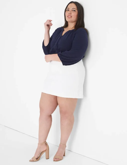 Knit Tops^Lane Bryant Notch-Neck Button-Front Top Maritime Blue