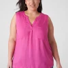 Knit Tops^Lane Bryant Notch-Neck Woven & Knit Top Rose Violet