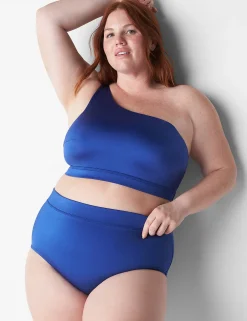 Swim Tops^Lane Bryant No-Wire Asymmetric Swim Bikini Top Mazarine Blue
