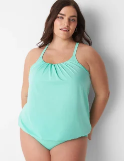Swim Tops^Lane Bryant No-Wire Blouson Swim Tankini Top Cockatoo