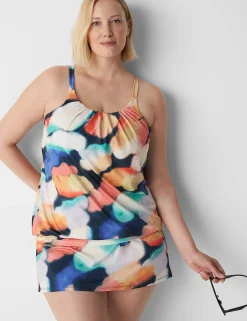 Swim Tops^Lane Bryant No-Wire Blouson Swim Tankini Top Blue Summer