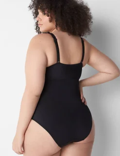 Swim One Piece^Lane Bryant No-Wire Pleated Swim One-Piece Black