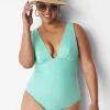 Swim One Piece^Lane Bryant No-Wire Plunge-Neck High-Leg Swim One-Piece Cockatoo