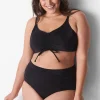 Swim Tops^Lane Bryant No-Wire Ruched Swim Bikini Top Black