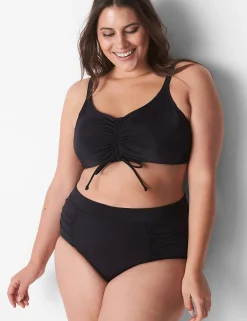Swim Tops^Lane Bryant No-Wire Ruched Swim Bikini Top Black