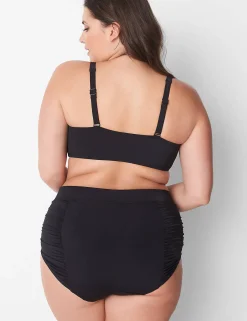 Swim Tops^Lane Bryant No-Wire Ruched Swim Bikini Top Black