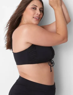 Swim Tops^Lane Bryant No-Wire Ruched Swim Bikini Top Black