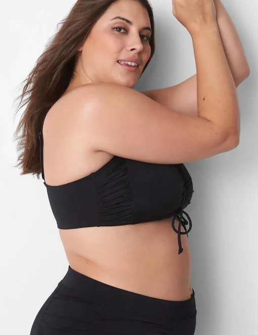 Swim Tops^Lane Bryant No-Wire Ruched Swim Bikini Top Black