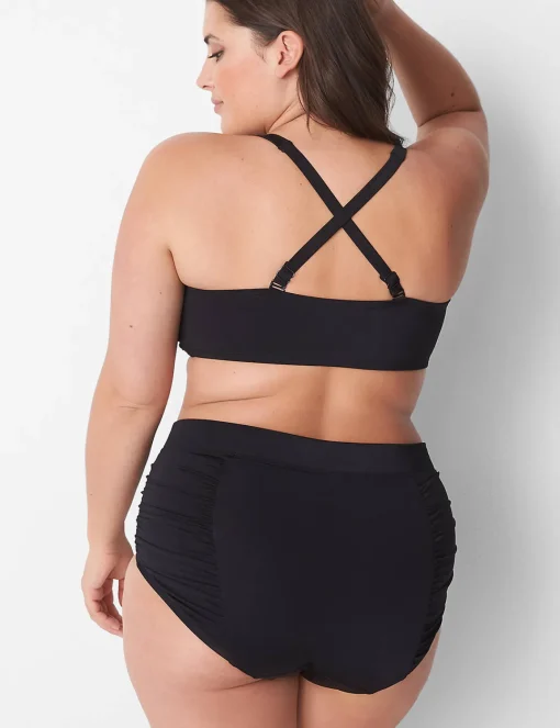 Swim Tops^Lane Bryant No-Wire Ruched Swim Bikini Top Black