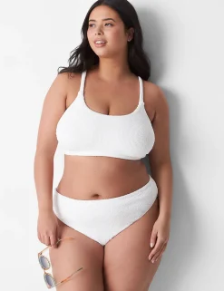 Swim Tops^Lane Bryant No-Wire Scoop-Neck Crinkle Swim Bikini Top Bright White