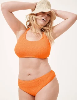 Swim Tops^Lane Bryant No-Wire Scoop-Neck Crinkle Swim Bikini Top Orange Clown Fish