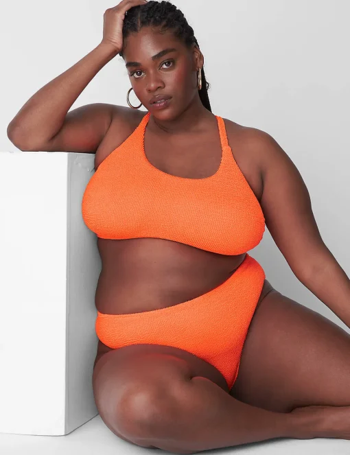 Swim Tops^Lane Bryant No-Wire Scoop-Neck Crinkle Swim Bikini Top Orange Clown Fish