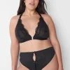 Sexy Bras^Lane Bryant No-Wire Sheer Mesh Peekaboo Triangle Bra Black