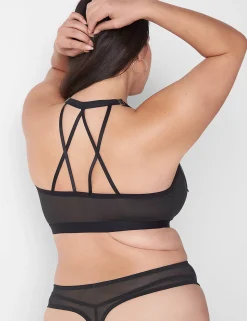 Front-Close Bras^Lane Bryant No-Wire Sheer Mesh Peekaboo Triangle Bra Black