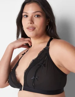 No-Wire Bras And Bralettes^Lane Bryant No-Wire Sheer Mesh Peekaboo Triangle Bra Black