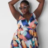 Swim One Piece^Lane Bryant No-Wire Wrap Swim Dress Blue Summer