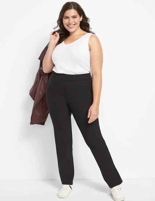 Straight Leg^Lane Bryant On-The-Go Straight Pant Black