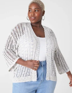 Sweaters^Lane Bryant Open-Front Marl Cardigan Xenon Blue