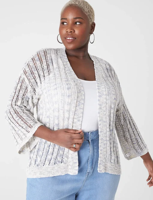 Sweaters^Lane Bryant Open-Front Marl Cardigan Xenon Blue