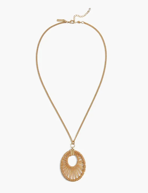 Necklaces^Lane Bryant Oval Chain Short Pendant Necklace Gold Tone
