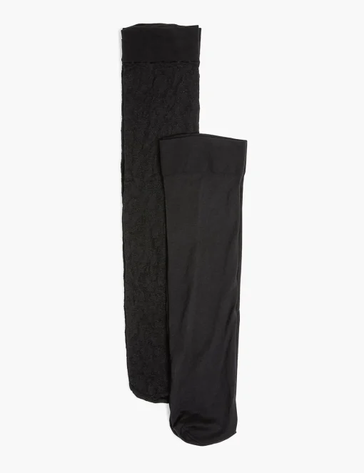 Socks^Lane Bryant 2 Pack Lace Trouser W/ Comfort Welt Black