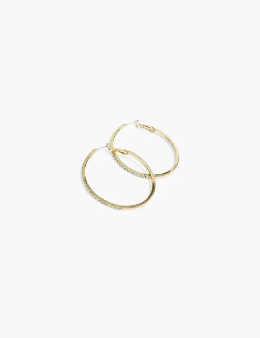 Earrings^Lane Bryant Pave Oval Hoop Earrings Gold Tone