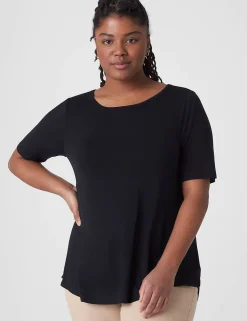 Knit Tops^Lane Bryant Perfect Sleeve Curved-Hem Tee Black
