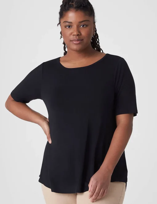 Knit Tops^Lane Bryant Perfect Sleeve Curved-Hem Tee Black