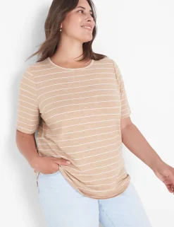 Knit Tops^Lane Bryant Perfect Sleeve Curved-Hem Tee Ginger Root