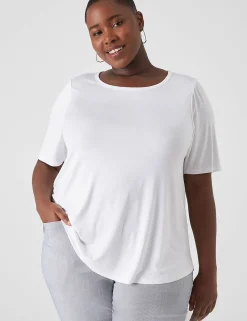 Knit Tops^Lane Bryant Perfect Sleeve Curved-Hem Tee White