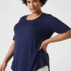 The Tee Shop^Lane Bryant Perfect Sleeve Curved-Hem Tee Maritime Blue