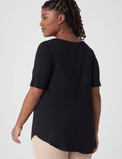 Knit Tops^Lane Bryant Perfect Sleeve Curved-Hem Tee Black