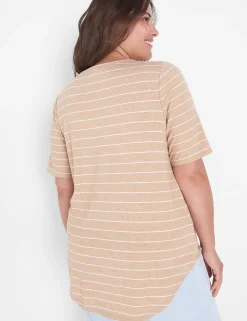 Knit Tops^Lane Bryant Perfect Sleeve Curved-Hem Tee Ginger Root