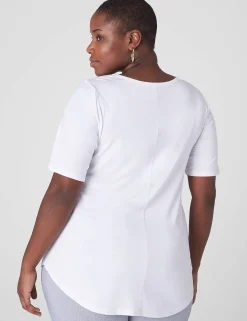 Knit Tops^Lane Bryant Perfect Sleeve Curved-Hem Tee White