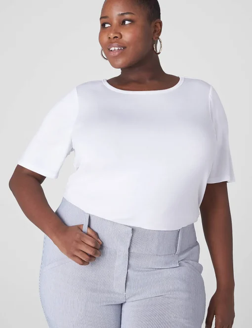 Knit Tops^Lane Bryant Perfect Sleeve Curved-Hem Tee White