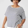 Knit Tops^Lane Bryant Perfect Sleeve Wide Crew-Neck Tee Boat Stripe