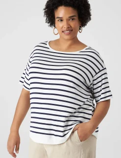 Knit Tops^Lane Bryant Perfect Sleeve Wide Crew-Neck Tee Boat Stripe