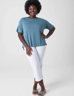 Knit Tops^Lane Bryant Perfect Sleeve Wide Crew-Neck Tee North Atlantic Green