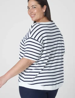 Knit Tops^Lane Bryant Perfect Sleeve Wide Crew-Neck Tee Boat Stripe