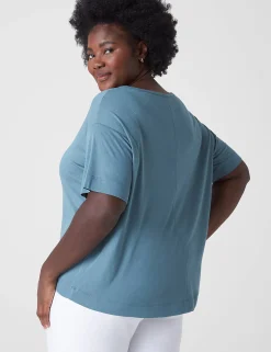 Knit Tops^Lane Bryant Perfect Sleeve Wide Crew-Neck Tee North Atlantic Green