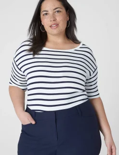 Knit Tops^Lane Bryant Perfect Sleeve Wide Crew-Neck Tee Boat Stripe