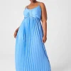 Date Night^Lane Bryant Pleated Satin Gown Sky
