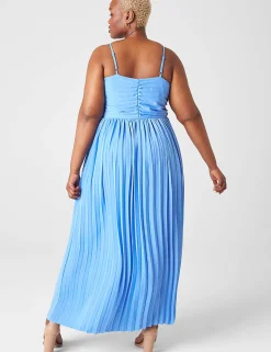 Date Night^Lane Bryant Pleated Satin Gown Sky