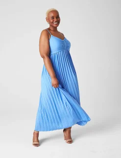 Maxi & Midi^Lane Bryant Pleated Satin Gown Sky