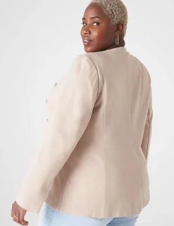 Blazers^Lane Bryant Ponte Bryant Collarless Blazer Oatmeal Heather